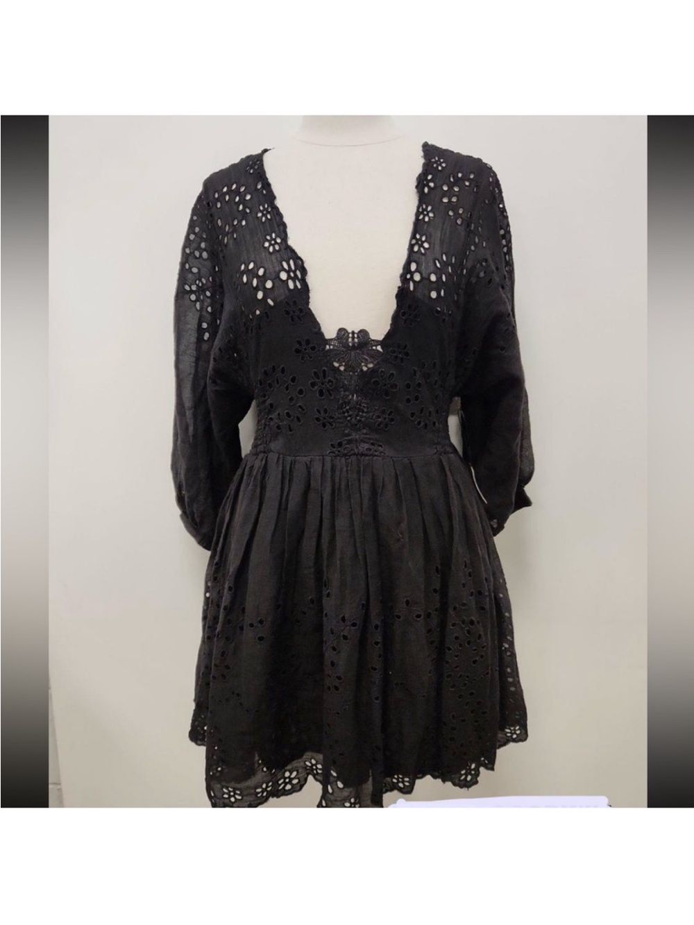 Free People Black Eyelet Midi Dress